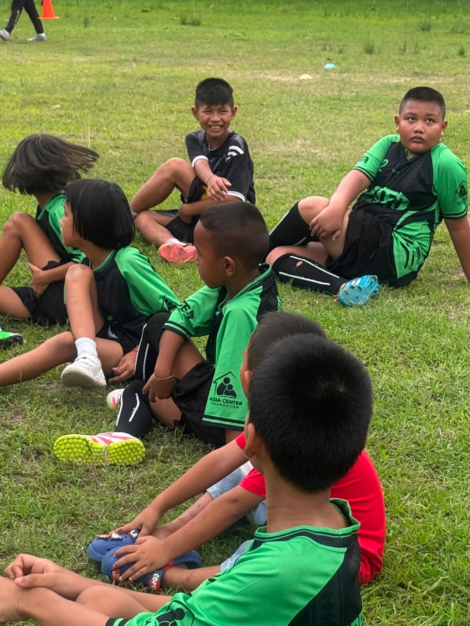Children resting together after play